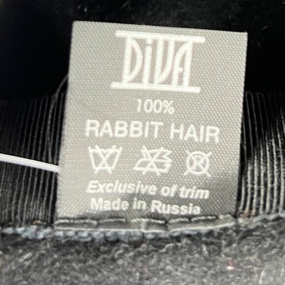 Diva Women\'s 100% Rabbit Fur Felt Hat Black Tan Ties NWT Made in Russia Cowgirl main image 7